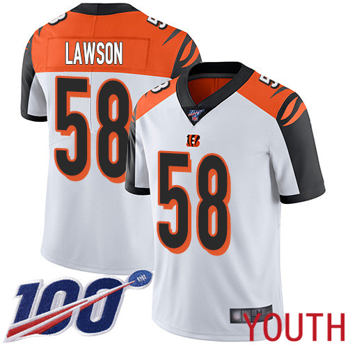 Cincinnati Bengals Limited White Youth Carl Lawson Road Jersey NFL Footballl #58 100th Season Vapor Untouchable->youth nfl jersey->Youth Jersey